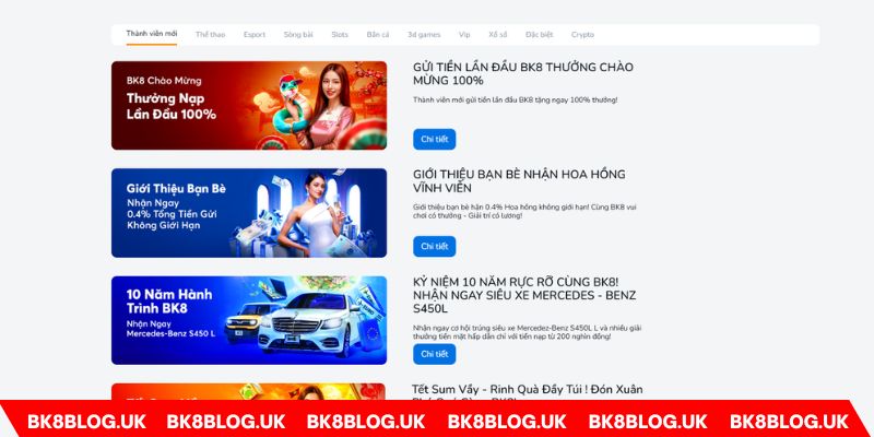 Khuyến mãi cực hấp dẫn tại BK8